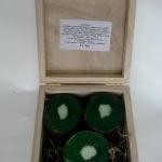 3 Kiwi Fruit Soaps In Wooden Box. Green, White,..