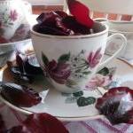 Burgundy Vintage Tea-cup With Petal Soap